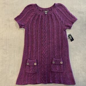 Style & Co Sweater Knit Midi Dress Purple Duo Pockets Women's 1X